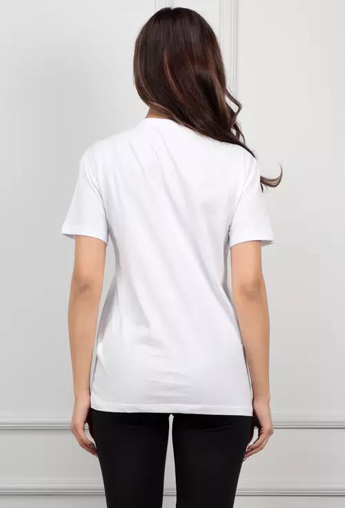 Tricou alb cu model inimi accesorizate
