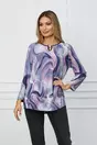 Bluza Adelina bleu cu imprimeu roz si bej