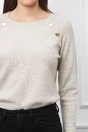 Bluza Alina bej din tricot cu nasturi pe bust
