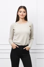 Bluza Alina bej din tricot cu nasturi pe bust