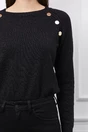 Bluza Alina neagra din tricot cu nasturi pe bust