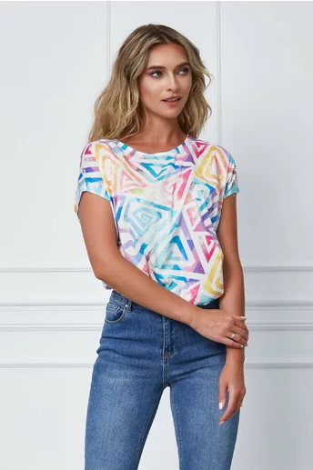 Bluza Alis cu imprimeu geometric colorat