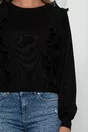 Bluza Ami neagra cu volanase din voal plisat