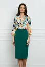 Bluza Aniela alba cu imprimeuri multicolore