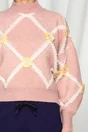 Bluza Anisia roz cu floricele galbene
