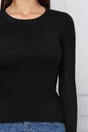 Bluza Annes neagra din tricot reiat cu nasturi la maneci
