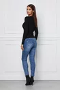 Bluza Annes neagra din tricot reiat cu nasturi la maneci