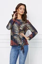 Bluza Carla bleumarin cu frunze caramizii