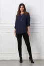 Bluza Caterina bleumarin cu maneci prinse cu nasturi