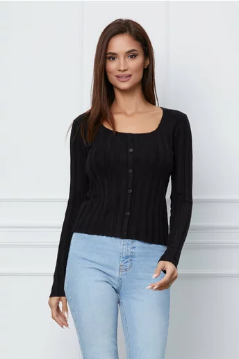 Bluza Clarie neagra din tricot cu nasturi decorativi