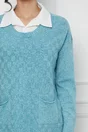 Bluza Cristina bleu cu guler tip camasa