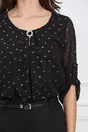 Bluza Daiana neagra cu imprimeu auriu si accesoriu la bust