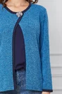 Bluza Dalia albastra cu accesoriu la decolteu
