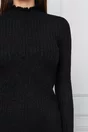 Bluza Daria neagra din tricot reiat cu guler inalt