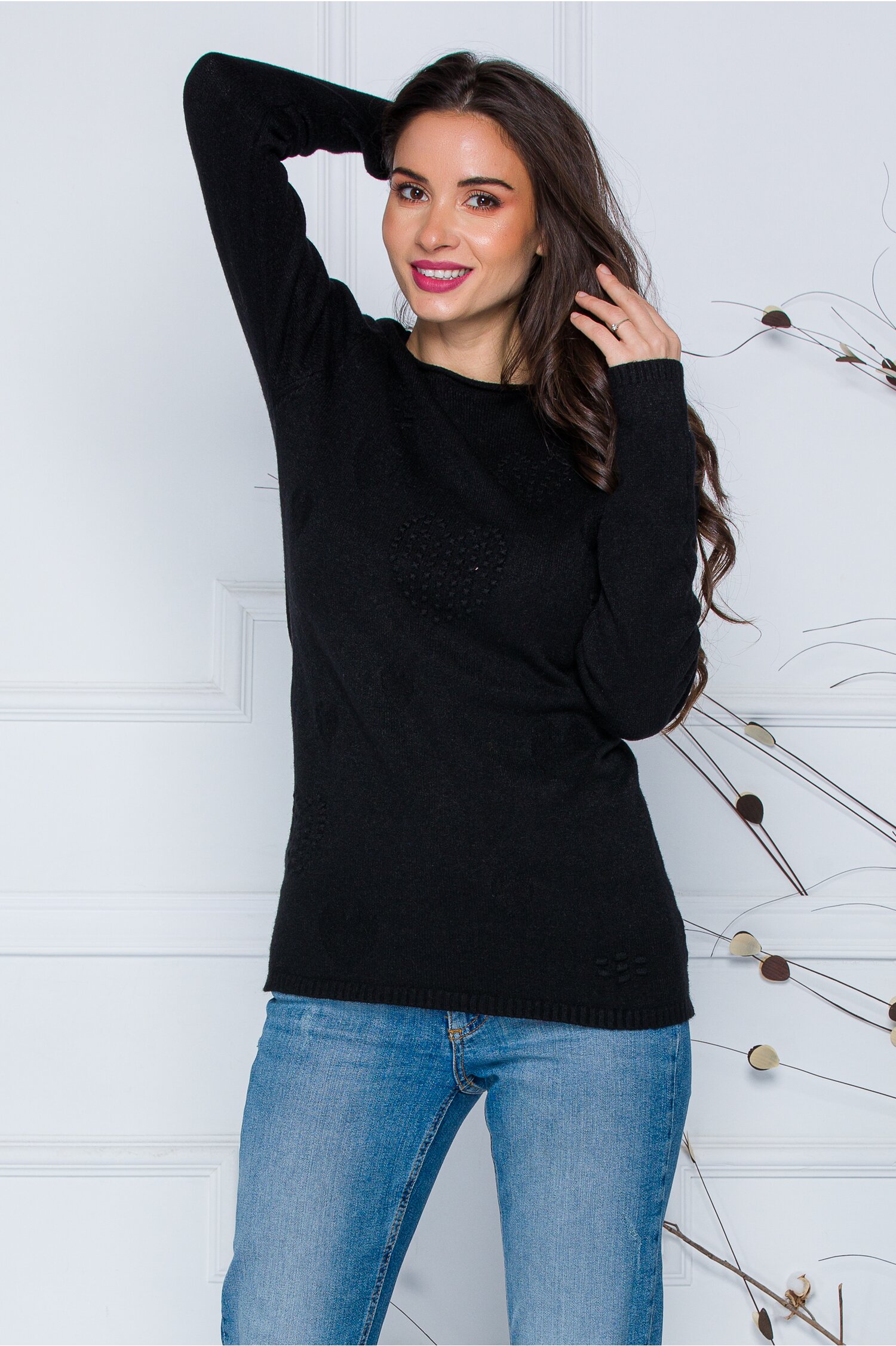 Bluza Diana neagra cu model