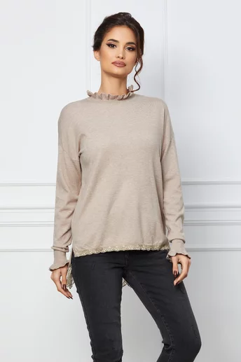 Bluza Donna bej cu dantela la baza