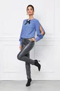 Bluza Dy Fashion albastru petrol cu accesoriu la bust si maneci despicate