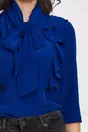 Bluza Dy Fashion bleumarin cu volanase pe bust si funda la guler