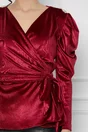 Bluza Dy Fashion bordo din catifea cu accosorii pe umeri