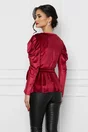 Bluza Dy Fashion bordo din catifea cu accosorii pe umeri