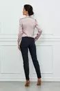 Bluza Dy Fashion roz satinata cu funda si accesoriu la decolteu