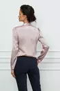 Bluza Dy Fashion roz satinata cu funda si accesoriu la decolteu