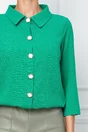 Bluza Dy Fashion verde cu nasturi perlati