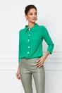 Bluza Dy Fashion verde cu nasturi perlati