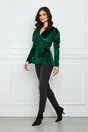 Bluza Dy Fashion verde din catifea cu accesorii pe umeri