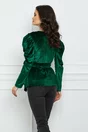 Bluza Dy Fashion verde din catifea cu accesorii pe umeri