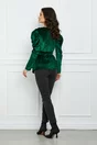 Bluza Dy Fashion verde din catifea cu accesorii pe umeri