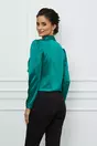 Bluza Dy Fashion verde satinata cu funda si accesoriu la decolteu