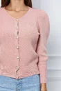 Bluza Fiona roz din tricot cu nasturi perlati
