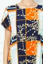 Bluza Frona alba cu imprimeu bleumarin-orange