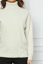 Bluza Gia ivory cu guler inalt si impletitura