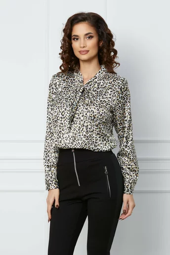 Bluza Gina alba cu animal print