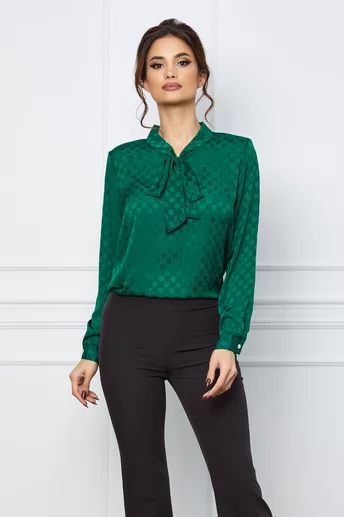 Bluza Gina verde deschis cu buline satinate