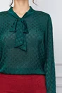Bluza Gina verde inchis cu buline satinate