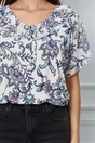 Bluza Isabela alba cu imprimeu floral indigo