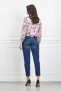 Bluza Isabela gri cu flori roz si volane