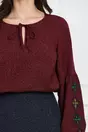 Bluza Iuliana bordo cu broderie pe maneci