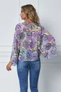 Bluza Jamila alba cu imprimeuri florale mov
