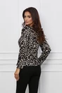 Bluza Janina neagra cu bej si catarama in talie
