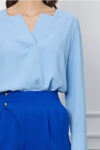 Bluza LaDonna bleu vaporoasa cu decolteu in V