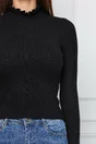 Bluza Lary neagra scurta din tricot reiat