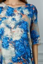 Bluza Liana albastra cu imprimeu orange