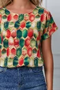 Bluza Luana cu imprimeu geometric verde corai