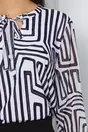 Bluza Manuela alba cu imprimeu bleumarin labirint