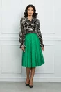 Bluza office maro cu zebra print si volane pe bust