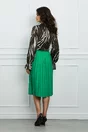 Bluza office maro cu zebra print si volane pe bust